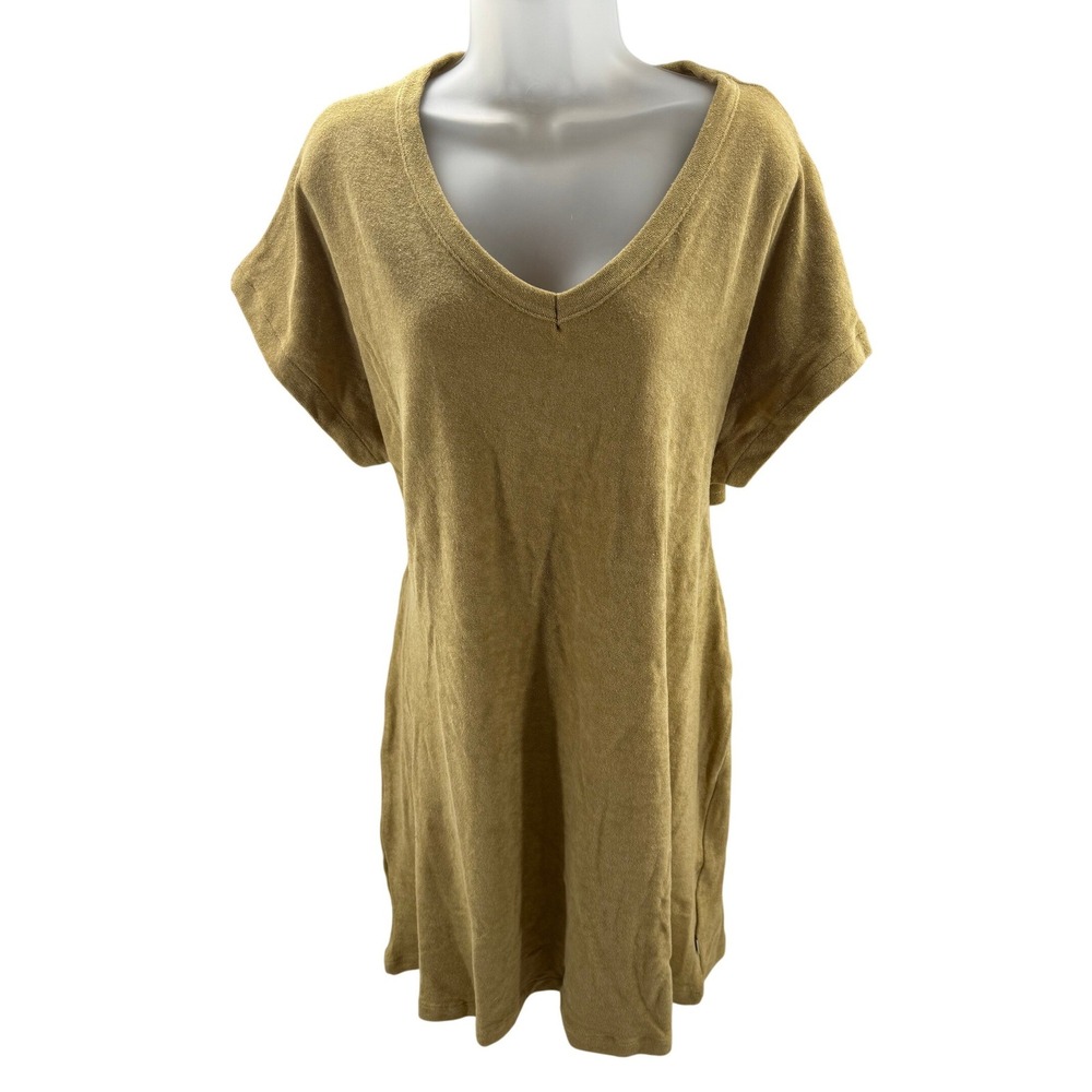 Quiksilver Bring It Back Dress Mustard Yellow Terry Cloth Cutout Back XL NEW